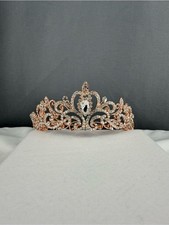 Rose Gold Crystal Tiara Crown - Women Accessories picture