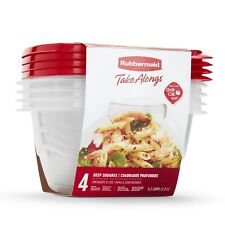 Rubbermaid TakeAlongs 5.2 Cup Deep Square Food Storage Containers, Set of 4, Red picture