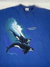 Vintage 1989 Killer Whales National Wildlife Federation Blue T Shirt (M/L) picture
