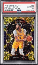 2020 Panini Select GOLD /10 Anthony Davis #45 Disco Prizm PSA 10 picture