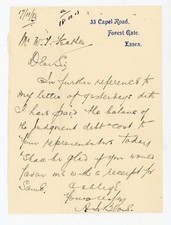 1913 Forest Gate Essex UK Handwritten Letter Judgment Debt Paid Receipt Legal picture