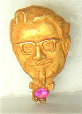 🍗 KFC Colonel Sanders employee service award tie/lapel pin red stone picture