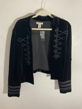 Festi Womens Black Velvet Embellished Jacket Size 2 picture