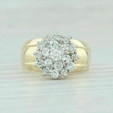 Vintage 2.5 CT Diamond Lab-Created Waterfall Cluster 14K Yellow Gold Plated Ring picture