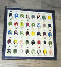 Vintage Magnificent Mouchoirs Horse Racing Colors of Famous Owners Handkerchief  picture