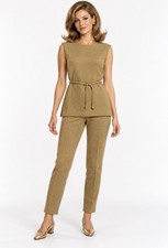 Vintage Jantzen 2 Piece 60s 70s Mod Retro Gold Metallic Knit Top + Pant Set XS S picture