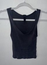 Skims black cotton rib tank picture