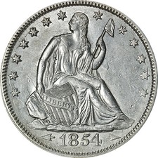 1854-P Seated Half Dollar 'Arrows' AU/BU Details Decent Eye Appeal Strong Str... picture