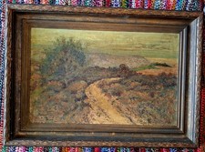 Antique LG Impressionist Rustic Landscape w/ Mountains Coastal, 1910 California picture