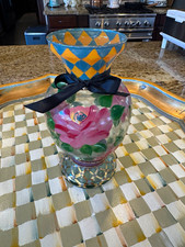 MacKenzie Childs Victoria Richard’s Alma Beth hand painted glass vase 8.25” picture