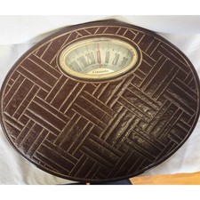 Vintage 1970s Counselor Bathroom Scale Sears Roebuck Brown Faux Leather Weave picture