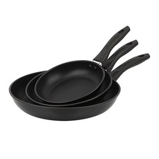 3-Piece Nonstick Aluminum Skillet Set, Black Finish Set of 3 picture