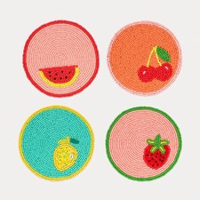 4- BUDHA GIRL Bracelets ROUND BEADED FRUIT COASTERS BRAND NEW IN ORIGINAL PKG picture