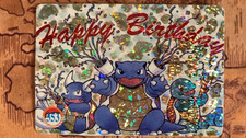 Blastoise Happy Birthday #353 Ice Holo Pokemon Vintage Vending Sticker -F1 picture
