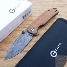 Civivi Pintail Liner Folding Knife 3 Damascus Steel Blade Cuibourtia Wood Handle picture