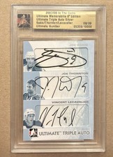2007-08 ITG Ultimate Memorabilia Triple Auto Sakic Thornton Lecavalier /9 SSP picture