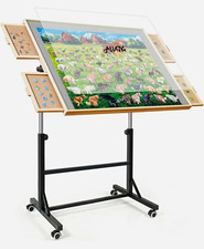 ALL4JIG 1500-Piece Adjustable Puzzle Table with Wheels, 4 Drawers & Cover picture