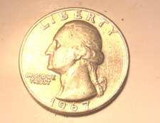 Rare 1967 washington quarter no mint mark / off strike /w rim lettering and date picture
