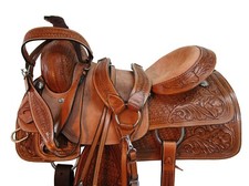 PRO WESTERN RANCH SADDLE ROPING HORSE PLEASURE TOOLED LEATHER TACK 18 17 16 15 picture