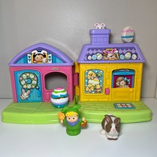 RARE Fisher Price Little People Easter House Surprise W/2 Figures - 2008 - WORKS picture