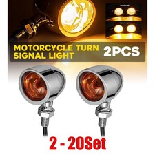 2-20x Motorcycle Amber Chrome Bullet Turn Signals/Tail Light Mini Front Rear DRL picture