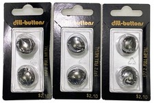 Dill Buttons 2 Pack Full Metal 11/16” 18mm Round Dome Shank Vtg Germany picture