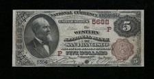 SC 1882 $5 National Banknote Western NB of San Francisco, CA Brown Back (594K) picture