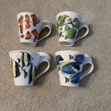 4 Villeroy & Boch New Wave Caffe Fish- Surgeon Fish Mugs Mettlach Germany Unused picture