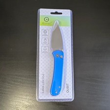 CIVIVI Qubit Pocketknife Blue Aluminum Handle Plain Drop Point Button Lock NEW picture