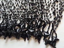 Antique Victorian Mourning Jet Black Glass Beaded Dress  Pieces Handmade See Des picture