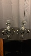 Antique Pair 19th-century Renaissance Revival Silvered Copper Alloy Candlesticks picture