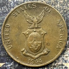 Philippines 1944-S Copper 1 Centavo. WWII Era. KM# 179 picture