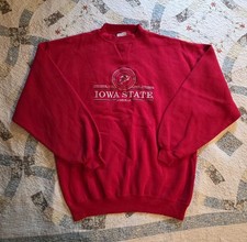Vintage Iowa State Cyclones Cadre Athletic Sweatshirt Red Large Embroidered  picture