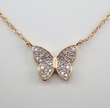 Women's Pretty Butterfly Pendant Round Simulated Diamond 14k Yellow Gold Plated picture