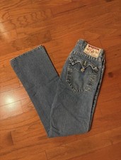 Vintage True Religion Billy Jeans Men’s 28x33 Blue Bootcut Leg Flap Pockets picture