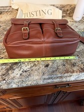 Levenger Vintage Brown Pebbled Leather Messenger Satchel Bag Made in England picture