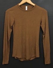 Lululemon Hold Tight Long-Sleeve Shirt Soft Ribbed Modal Brown Size 4 picture