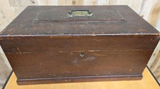 ANTIQUE PRIMITIVE WOOD DOCUMENT BOX HOME OFFICE BILLS PAPERS RECEIPTS CASH OLD picture