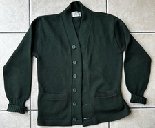 Vintage 1950s Harris Brenaman Heavy Wool Varsity Cardigan Sweater Green M USA picture