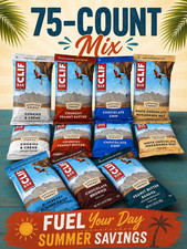 75 ASSORTED FLAVOR CLIF ENERGY BARS. 2.4OZ EA PEANUT BUTTER CHOCOLATE CHIP picture