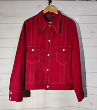 Vintage 70's Sears Sportswear Jacket - Red w/ White Stitching Snap Buttons Reg46 picture