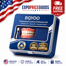 Moldable Silicone Dentures Upper Lower False Teeth Set Instant Smile Toothbrush picture