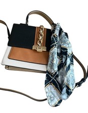 ALDO Anniebrook Flap Satchel Bag Handbag Colorblock Purse Gold Chain Closure S1 picture