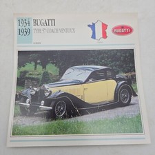 1934 1939 Bugatti Type 57 Coach Ventoux Sport Classic Cars Collectors Club Card picture