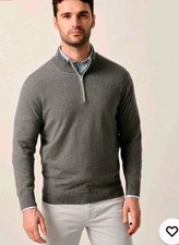 NWT MEDIUM johnnie-O Desmond Plaited Cotton Blend 1/4 Zip Sweater MSRP $178 picture