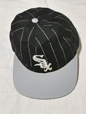 Vintage Chicago White Sox 90's Starter Snapback Hat Pinstripe Black Used  picture