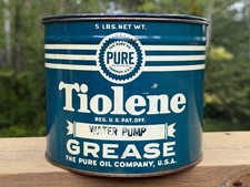 Vintage Original Pure Oil Company Tiolene 5 Pound All Metal Grease Can  picture