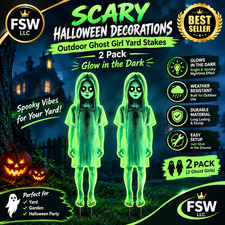 Scary Halloween Decorations Outdoor Ghost Girl Yard Stakes - 2 Pack Glow in the picture