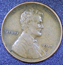 1915 S Lincoln Cent Mid Grade F/VF Wheat Penny Better Date NICE COIN RC12 picture