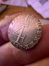 1800 George III Maundy Fourpence 4D Silver Great Britain AU Original Toning picture